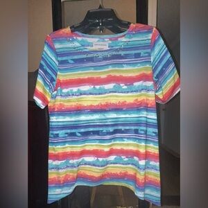 ALFRED DUNNER CALYPSO Women's multicolor striped embellished top Size: S